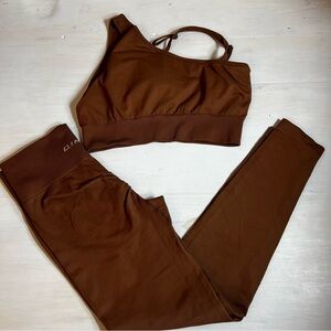 Qinsen workout set one shoulder sports bra and scrunch butt leggings